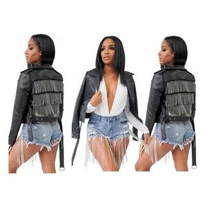 DIAMOND FRINGE BIKER JACKET